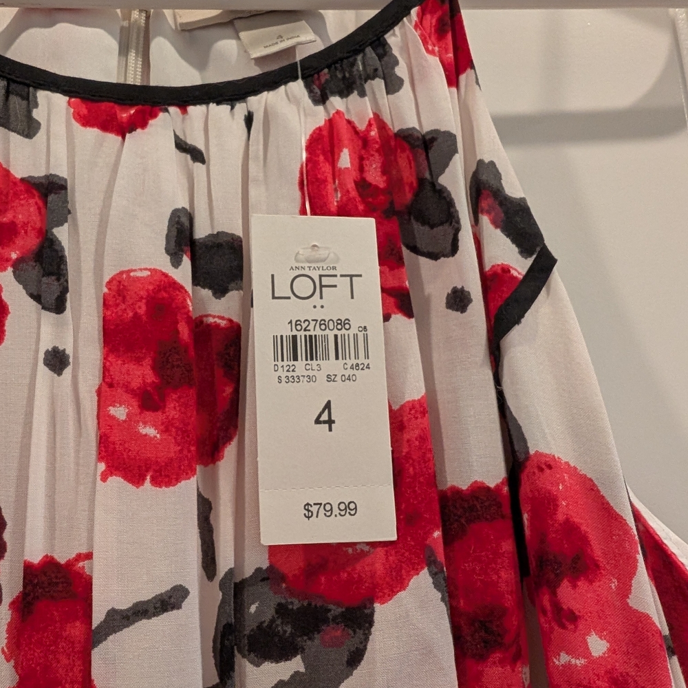 LOFT Pink and Black Floral Casual Dress - Picture 6 of 6